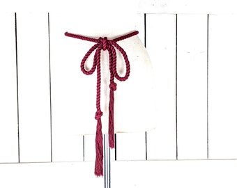 Braided long rope knotted tassel chord tie belt