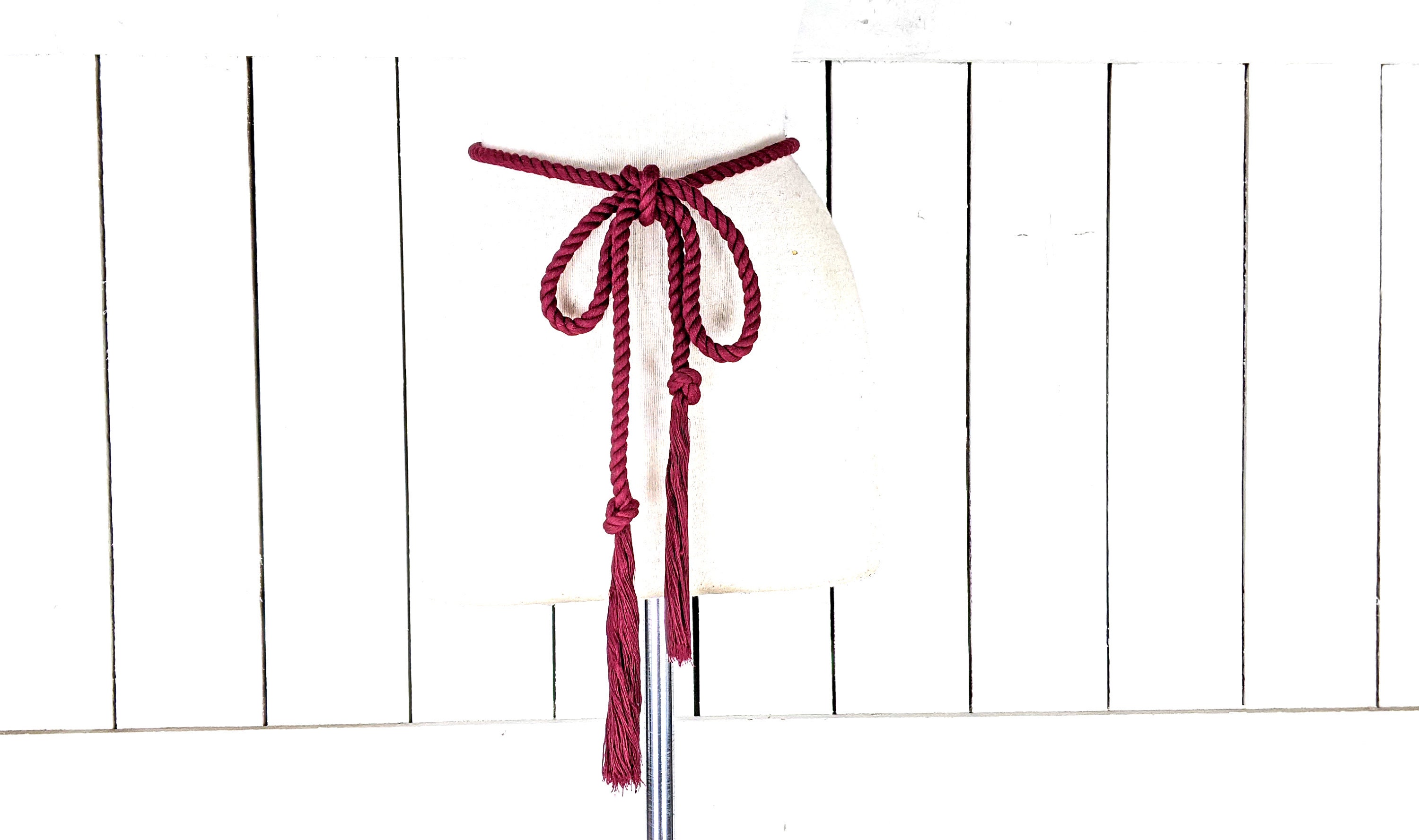Double braided rope silky tassel chord tie belt White Silk Tassel Rope Belt – ZAID FAROUKI main image 4