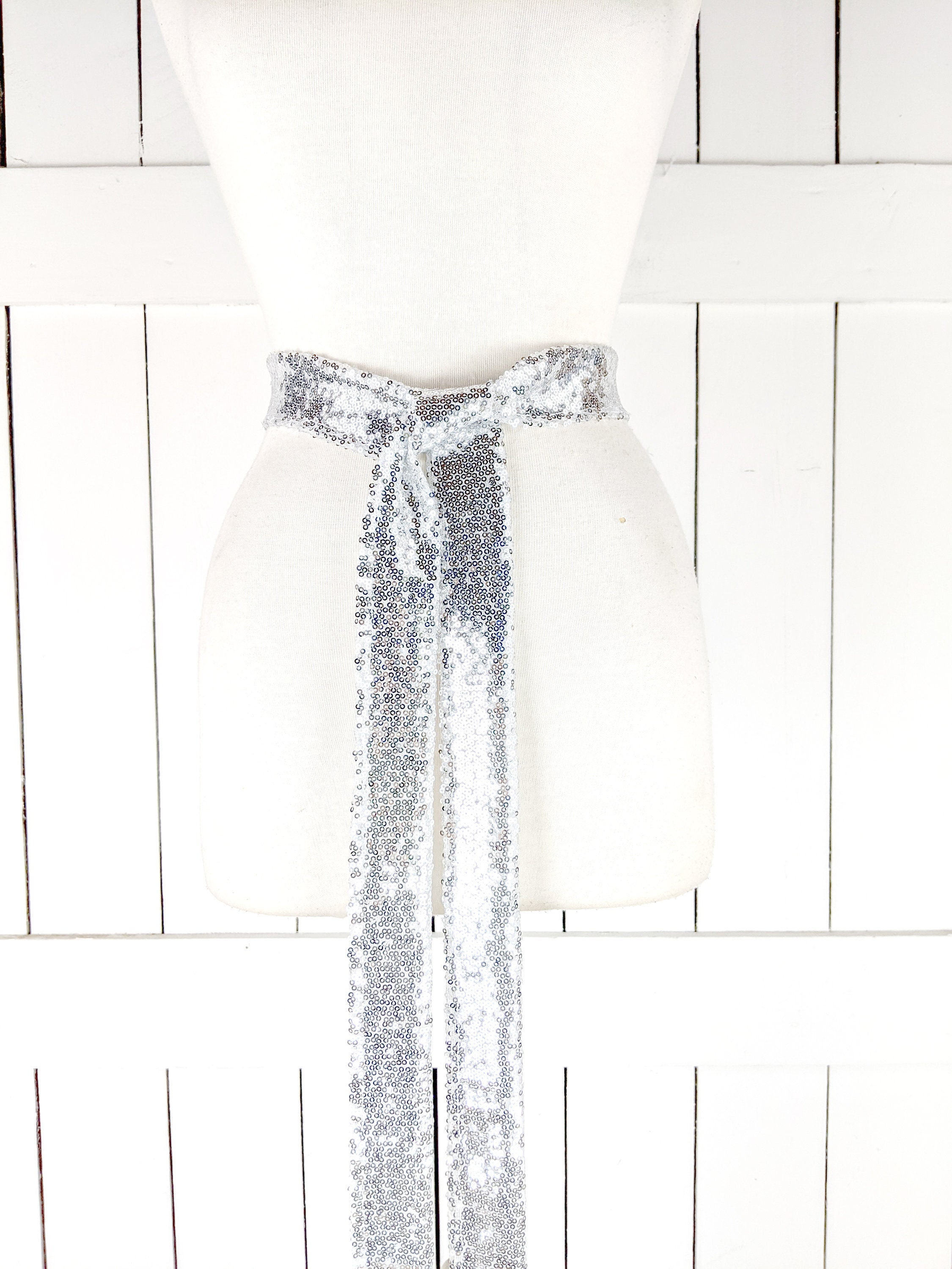 Sequins skinny long sash tie belt/skinny sequin choker scarf necklace Sequins Skinny Long Sash Tie Necklace Choker Belt in Custom  main image 2