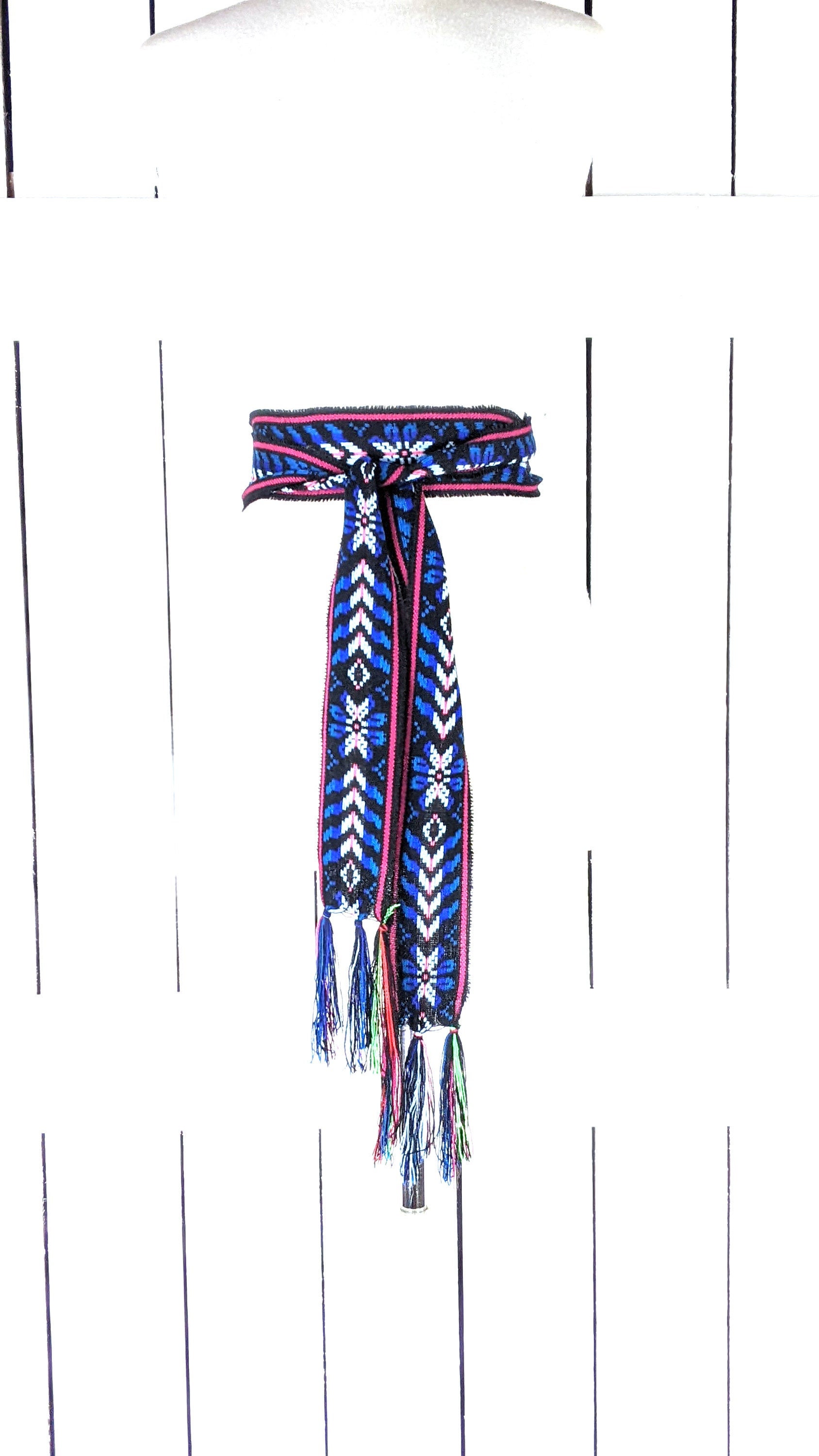 Woven embroidered Ikat tribal fabric long sash necklace choker scarf belt il_fullxfull.3258343039_fs1f.jpg main image 2