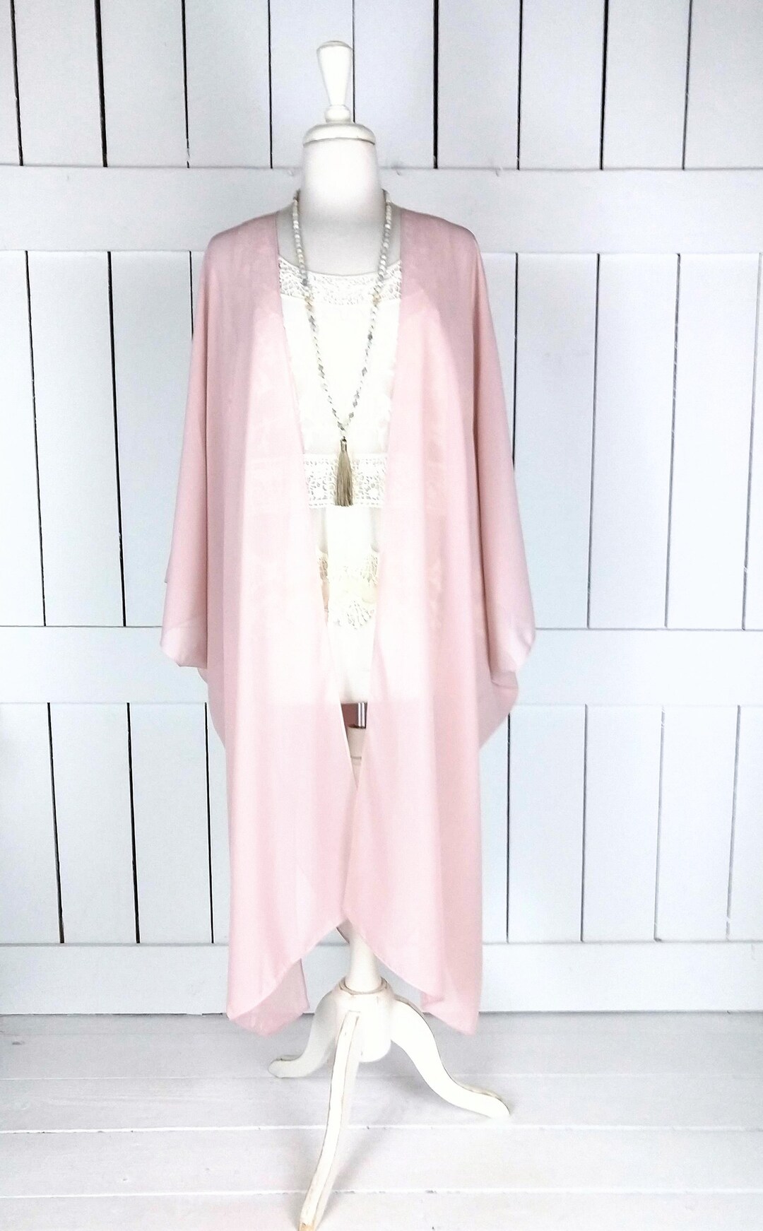 Sheer Embroidery Kimono Cover Up