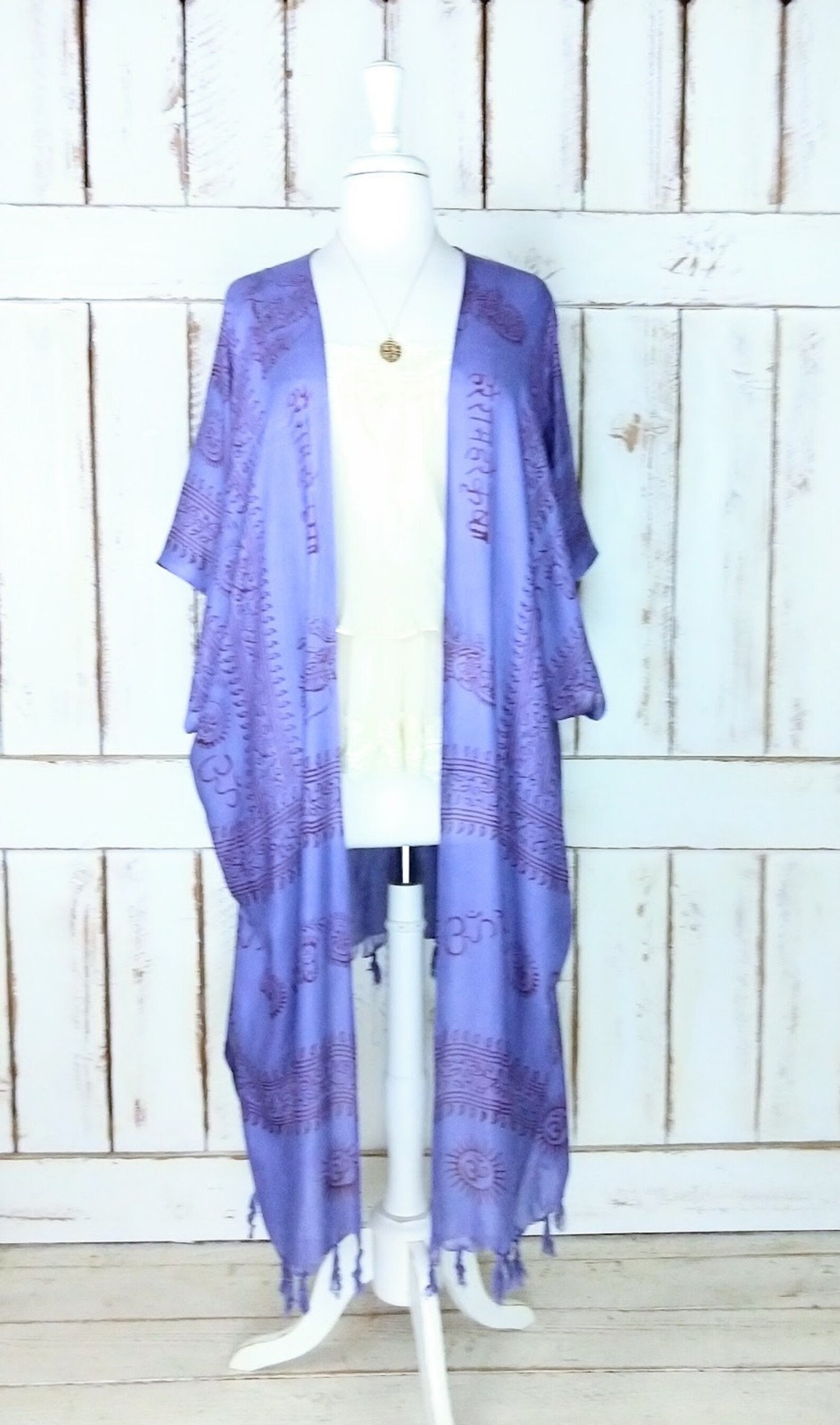 Om prayer shawl tassel cotton kimono cardigan/meditation/yoga Etsy