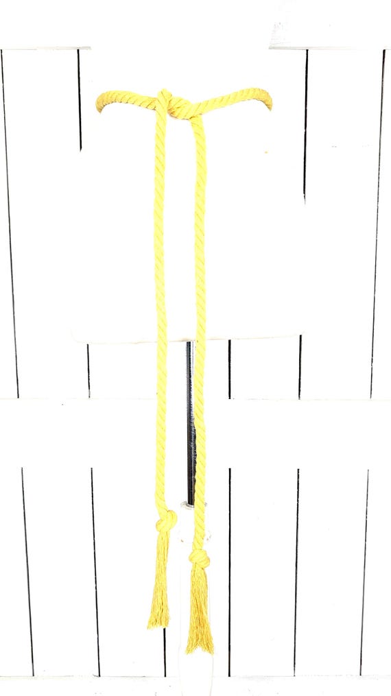 Yellow Braided Long Rope Knotted Tassel Chord Tie Belt  display picture 2