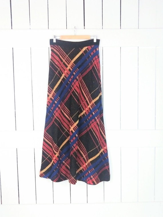 Vintage striped metallic stretch knit maxi skirt/l