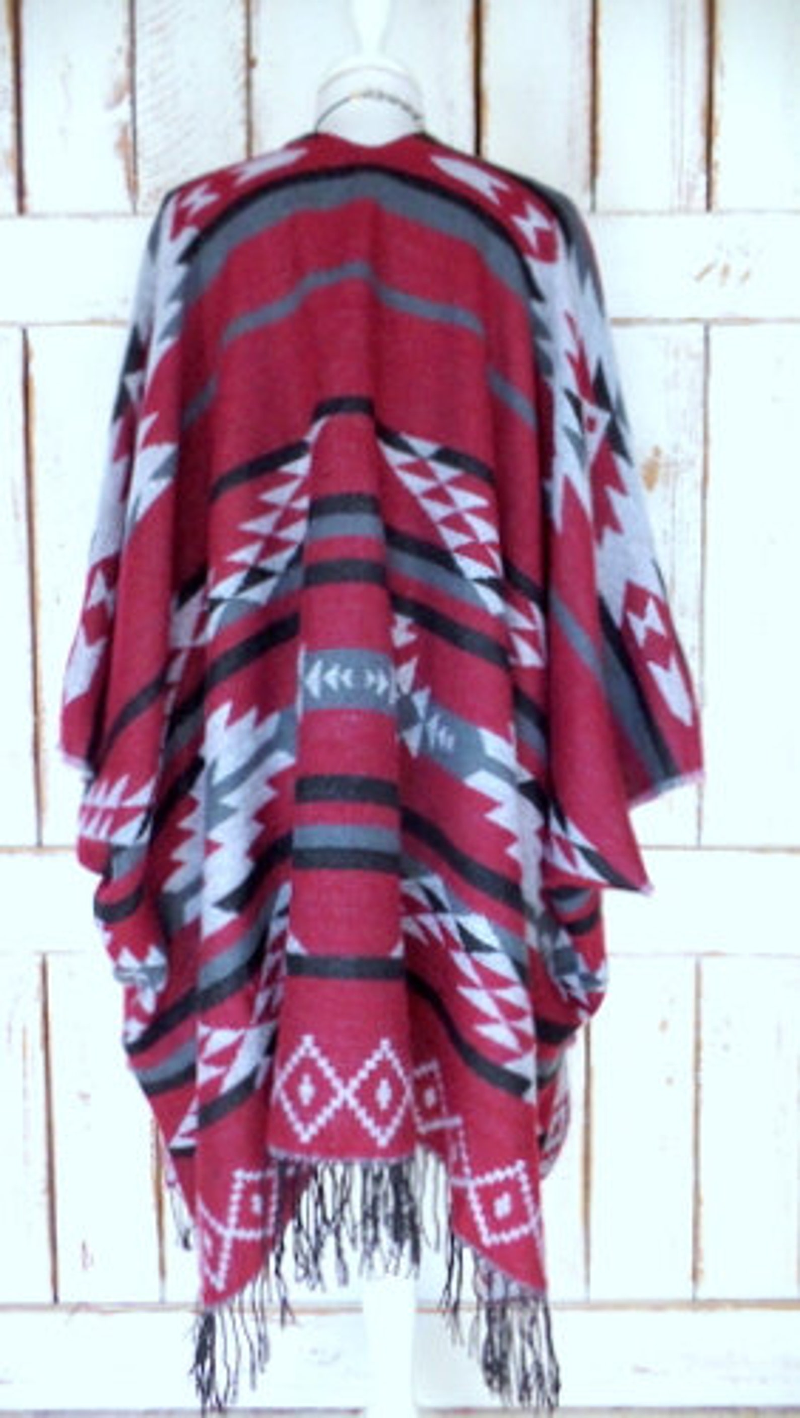 Southwestern Tribal/Aztec print fringe blanket kimono cover | Etsy