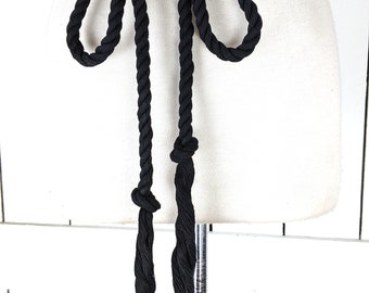 Black long woven braided rope knotted fringe tassel chord tie belt Long Braided Knotted Fringe Tassel Tie Rope Chord Belt - Etsy main image 3