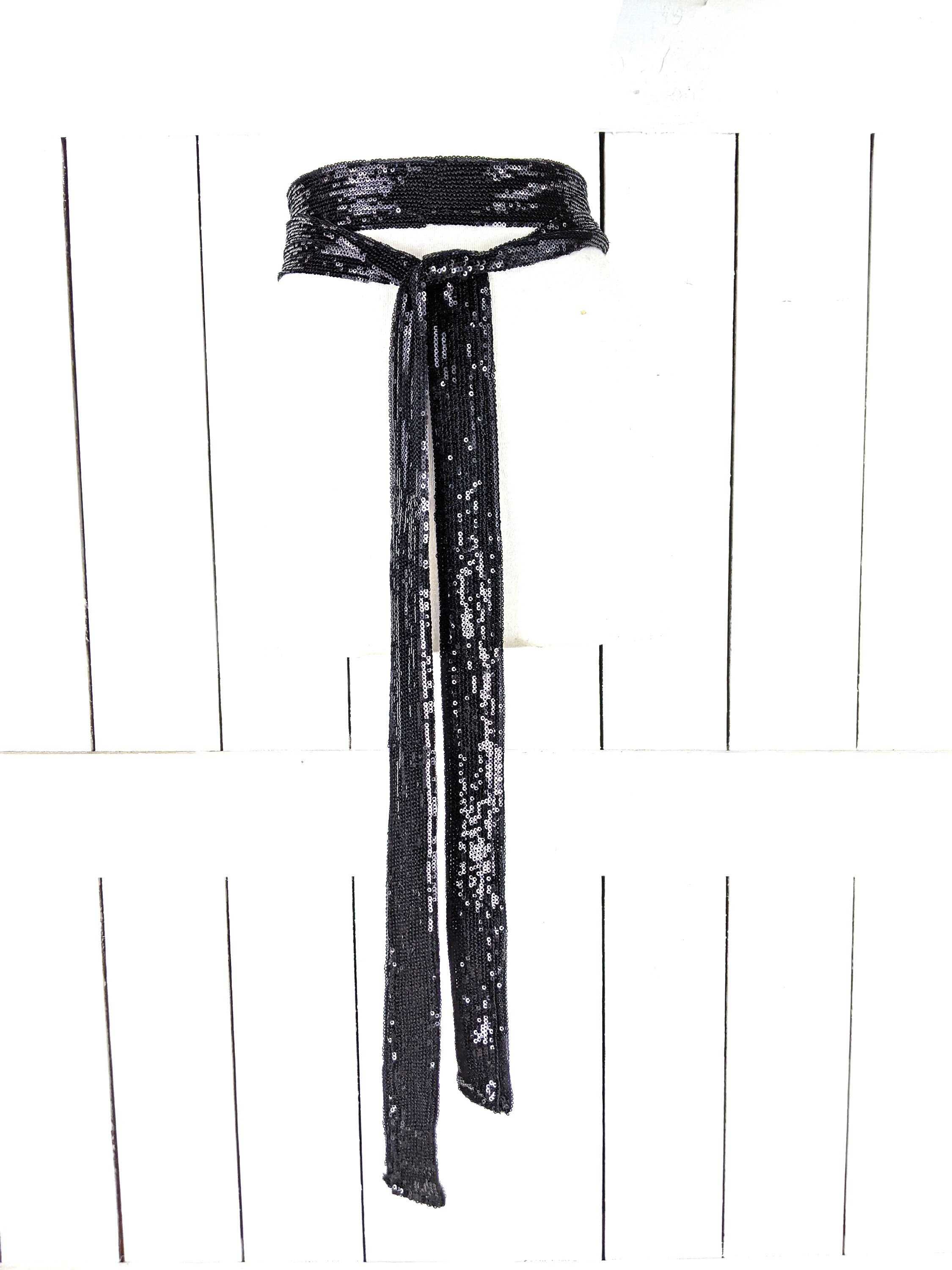 Sequins skinny long sash tie belt/skinny sequin choker scarf necklace Sequins Skinny Long Sash Tie Necklace Choker Belt in Custom  main image 4