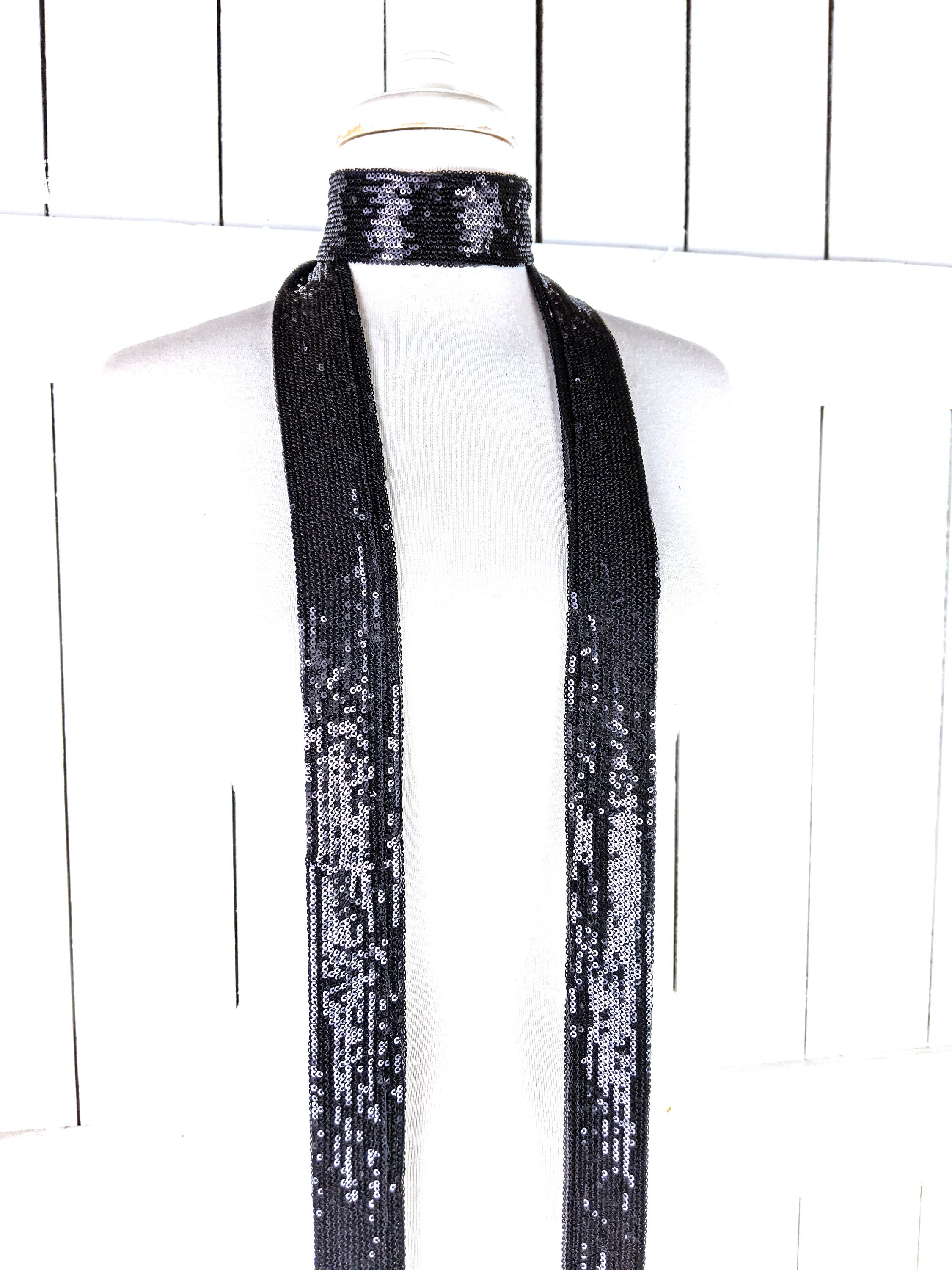 Sequins skinny long sash tie belt/skinny sequin choker scarf necklace Sequins Skinny Long Sash Tie Necklace Choker Belt in Custom  main image 3