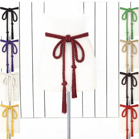 Purple double braided rope silky tassel chord tie belt DSC_0264copy1_large.jpg?v=  main image 4