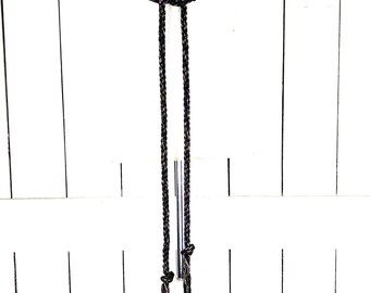 Black colorful metallic thread long woven braided rope knotted tassel chord tie Black Colorful Metallic Thread Long Woven Braided Rope  main image 4