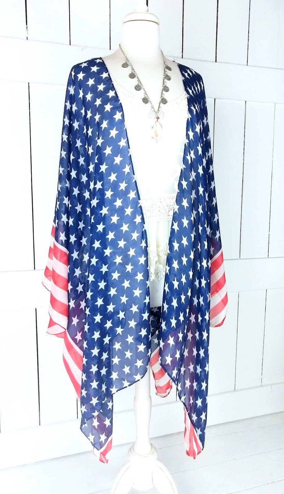 American flag print handmade sheer kimono cardigan cover | Etsy