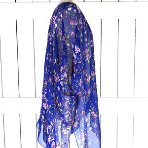 Sheer blue floral chiffon kimono cover up image 3