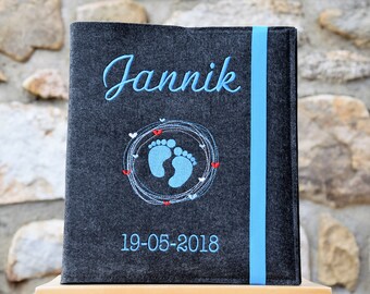 Fotoeinband aus Filz, Babybuch Baby Geschenk zur Geburt Taufe Geburtstag Baby Junge Mädchen