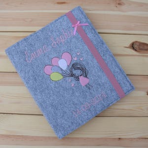 Baby Fotoalbum Mädchen Album Babybuch Babyalbum Taufe personalisiert Filz Herz Geburt Geschenk Gästebuch Geschenk zur Geburt rosa gestickt Bild 2