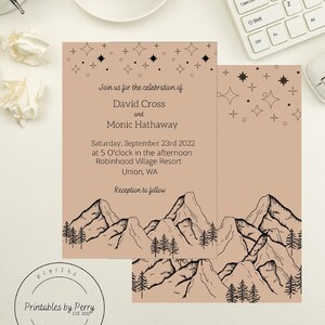 Mountainside Wedding Invitation, Rustic Wedding Invitation