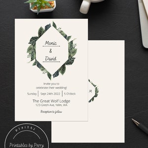 Foliage Wedding Invitation bundle, Greenery Invitation, Classic Wedding Invitation, geometrical wedding invitation, Boho Wedding Invitation