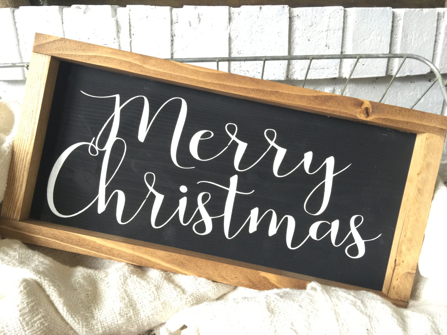 Rustikale Weihnachtsdekoration Fröhliches Weihnachtszeichen | Etsy