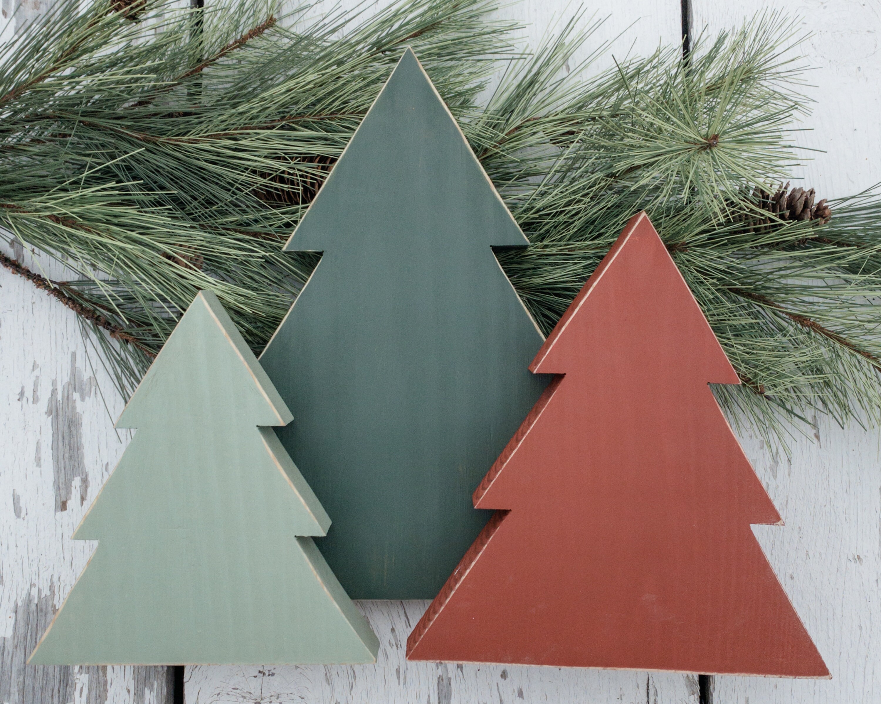 Rustic Wood Christmas Tree Signs Set of 3 Farmhouse Home Etsy