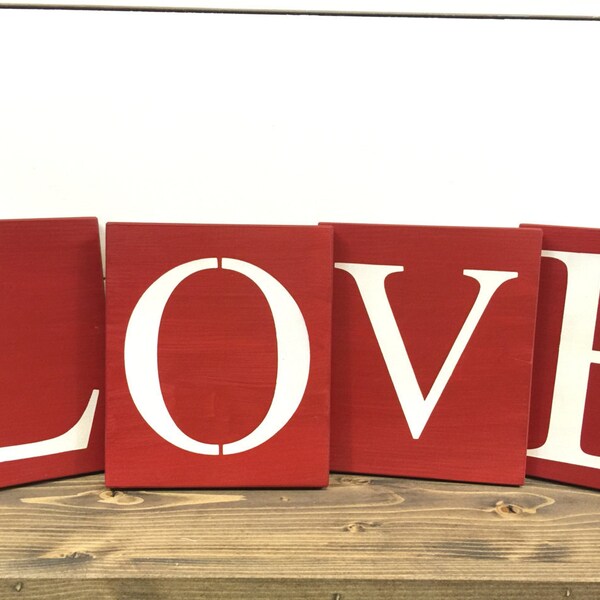 Love Blocks - Love Signs - Valentines Day Decor - Wedding Decor - Wedding Signs - Mantle Decor - Wood Shelf Sitters - Wood Wall Hanging