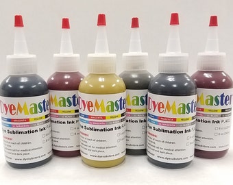 DyeMaster Sublimation Ink, 6-Color Combo Pack, 4 oz. (120ml) x 6 bottles with free custom ICC profile
