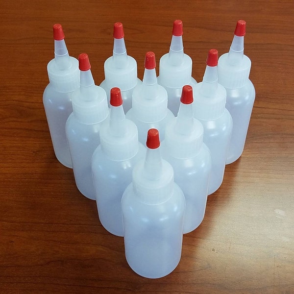 4oz Natural LDPE Boston Round Squeezable Plastic Bottle with Yorker Cap, Pack of 10