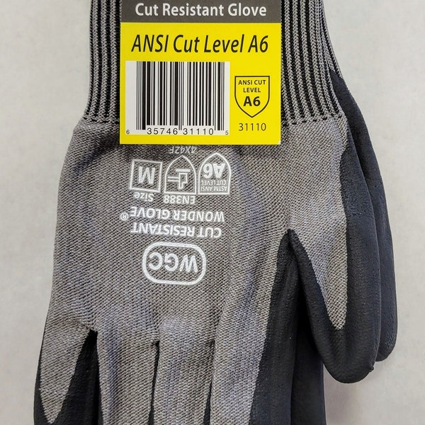 Cut Resistant Work Gloves, ANSI Cut Level A6, 2-Pack