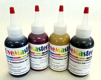 DyeMaster Sublimation Ink, CMYK Combo Pack, 4 oz. (120ml) x 4 bottles with free custom ICC profile