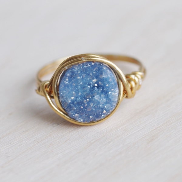 Blue Druzy Ring