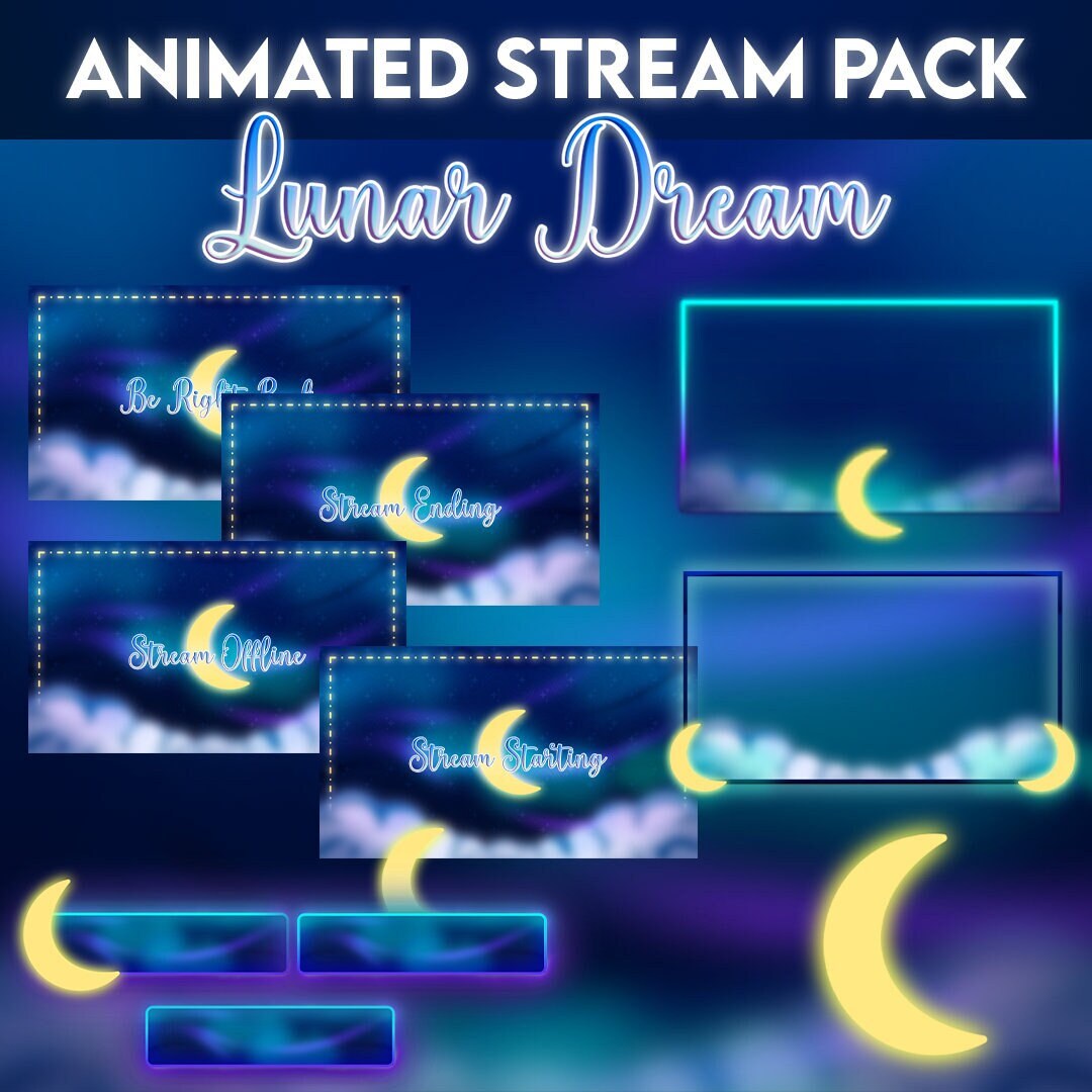 Lunar Dream | Twitch Stream Pack | Glow Aesthetic | Graphics | Stream ...