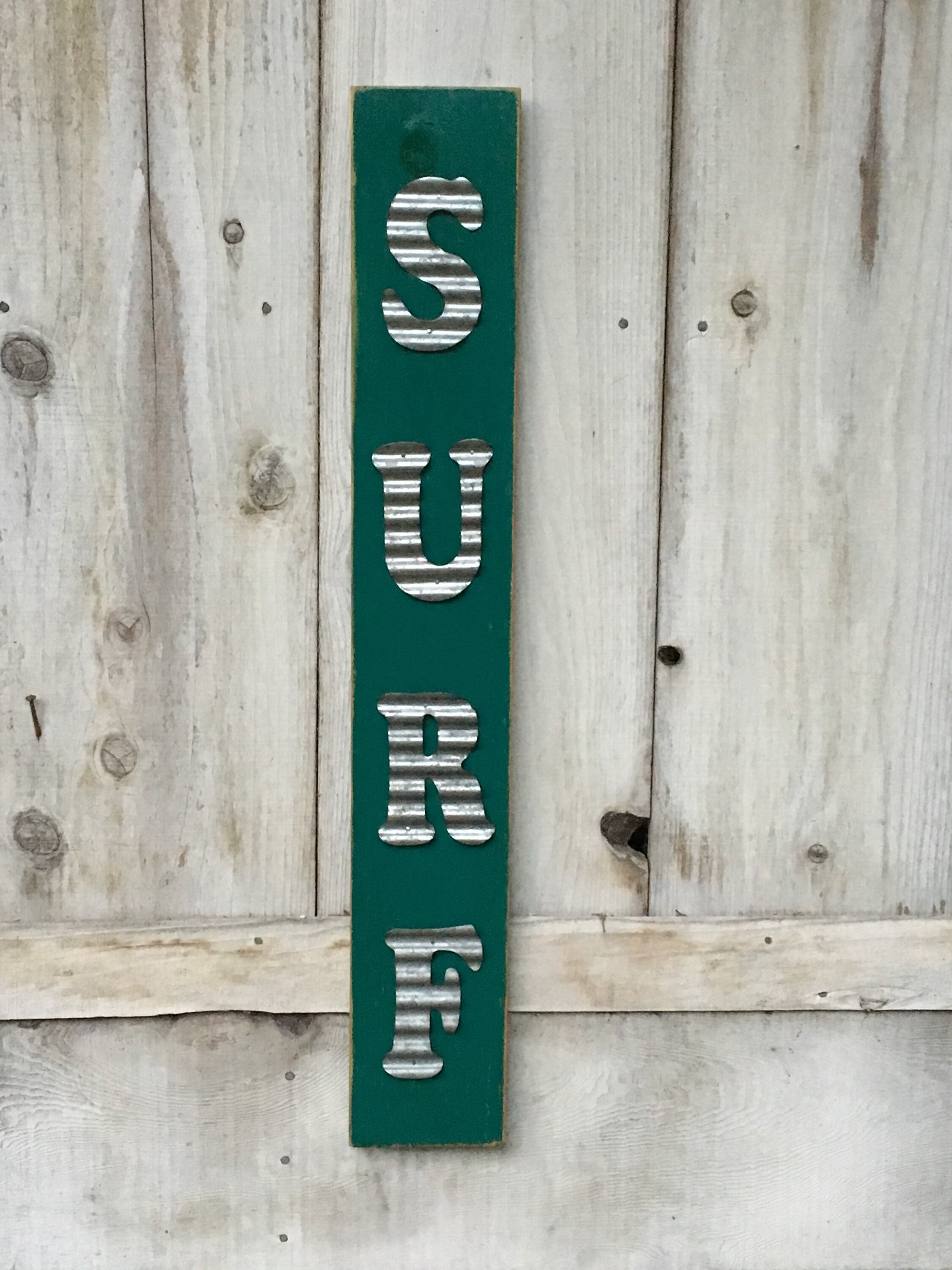 Large Surf Decor Rustic Surf Sign With Metal Letters | Etsy