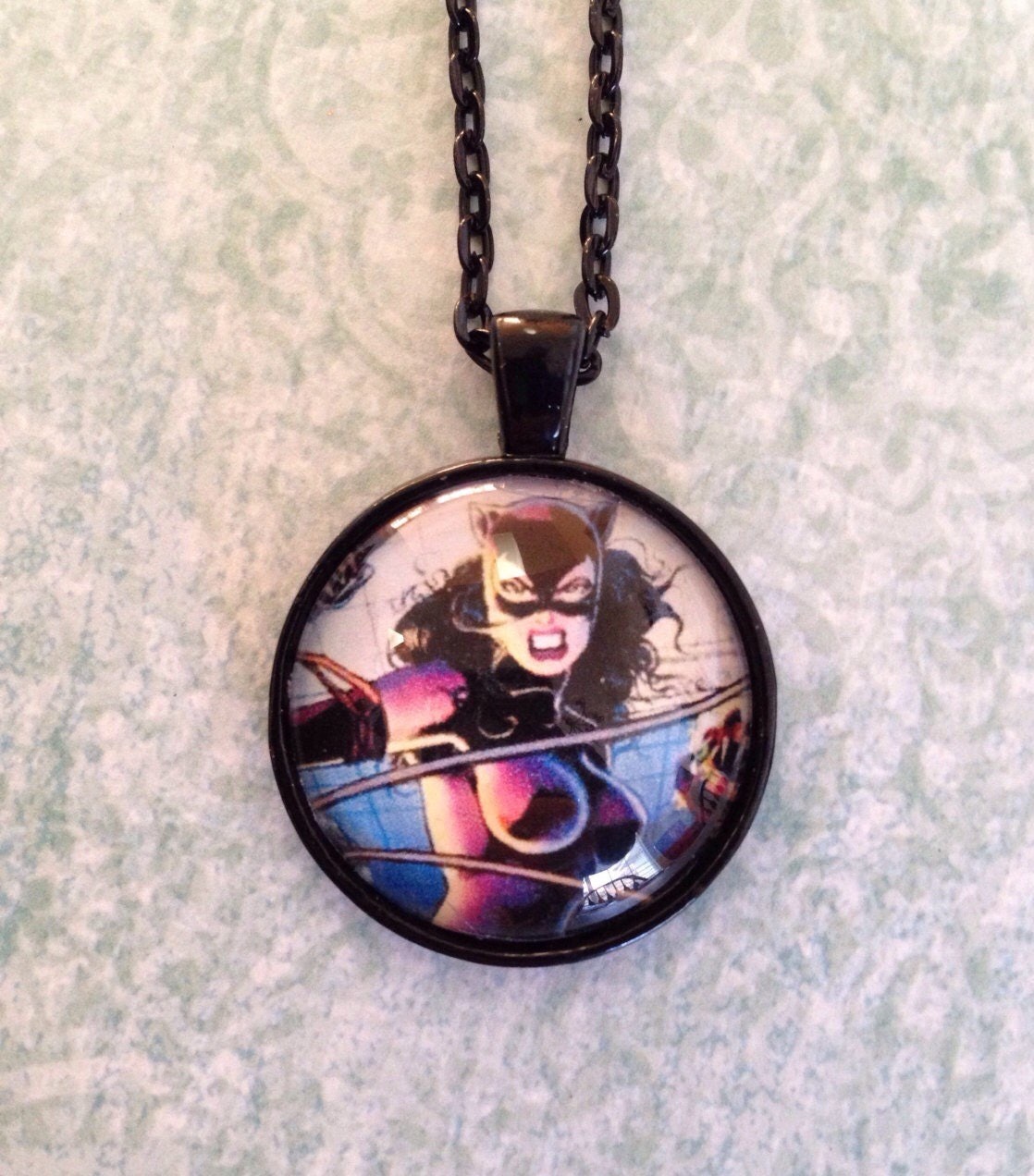 Catwoman Comic Necklace cabochon necklace Etsy