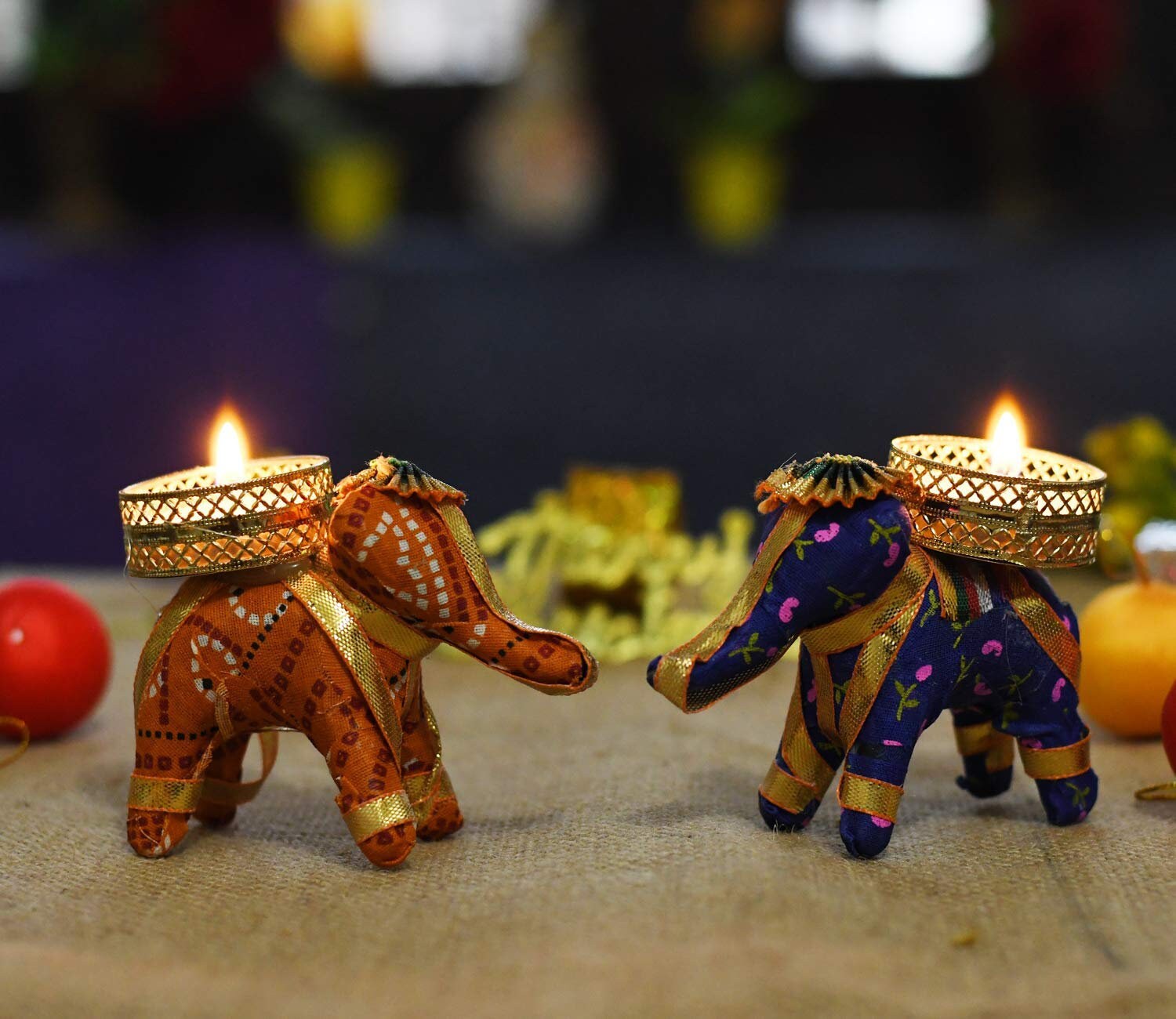 Good Fortune Good Luck White Elephant Tealight Candle Holder,Indian Diwali Favor 