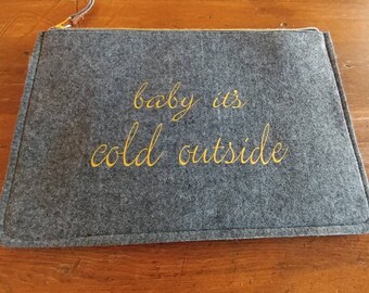 Winter Clutch. Baby Its Cold Outside. Grey Clutch. Felt Clutch.