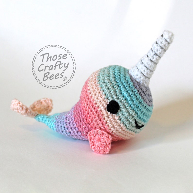 Crochet Narwhal Pastel Soft Plush Stuffed Toy Rainbow Etsy