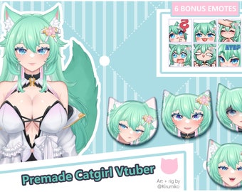 Cat Girl Vtuber Model 2D Premade Rigged Ready To Use For Streaming on Youtube And Twitch Content Creation Anime Model Jacket Sakura