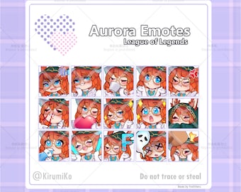 Aurora League of Legends Emotes Collection for Streamers, Content Creators, Gamers, Use for Twitch, Discord, Kick