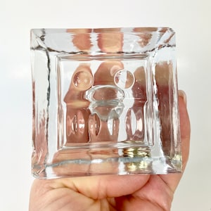 Vintage Aseda Sweden Face Candle Holder Bo Borgstrom Swedish Glass Paperweight
