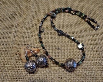 Abalone, Stone and Glass Necklace Set — "Otago"
