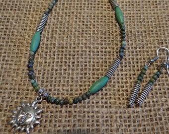 Turquoise Howlite and Jasper Necklace Set