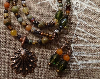 Agate and Glass Beaded Necklace Set — "Thessaloniki"