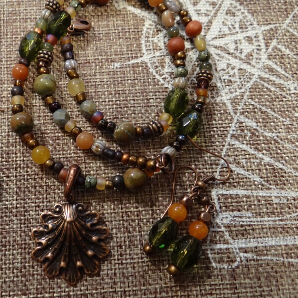 Agate and Glass Beaded Necklace Set — "Thessaloniki"