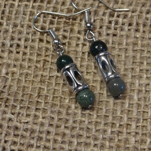 Green Jasper and Silver Earrings image 1