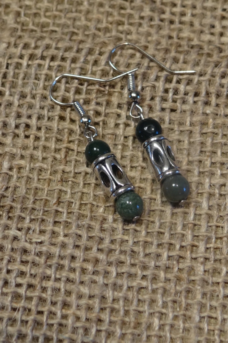 Green Jasper and Silver Earrings image 1