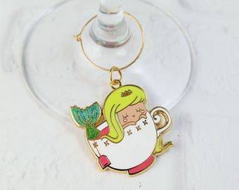 Mermaid Teacup Wine Charm