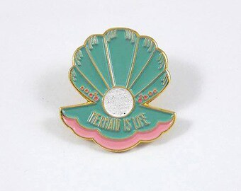 Mermaid is Life Clam Shell Mint Lapel Pin