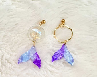 Bubble Tail Mermaid Mismatched Earrings Set