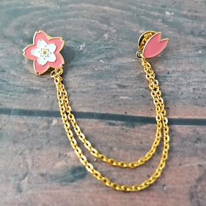 Cherry Blossom and Petal Chain Collar Pins