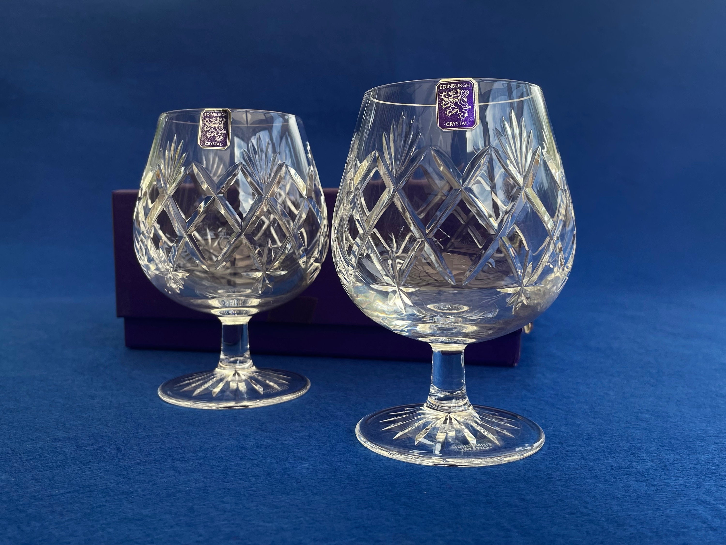 Two Edinburgh Crystal Brandy Glass In box cut crystal Etsy