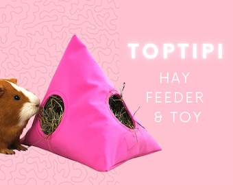 GuineaQueen® Selfstanding Fabric Hay Feeder & Toy For Guinea Pigs, Rabbits, Chinchillas - Hay Pyramid TOPTIPI