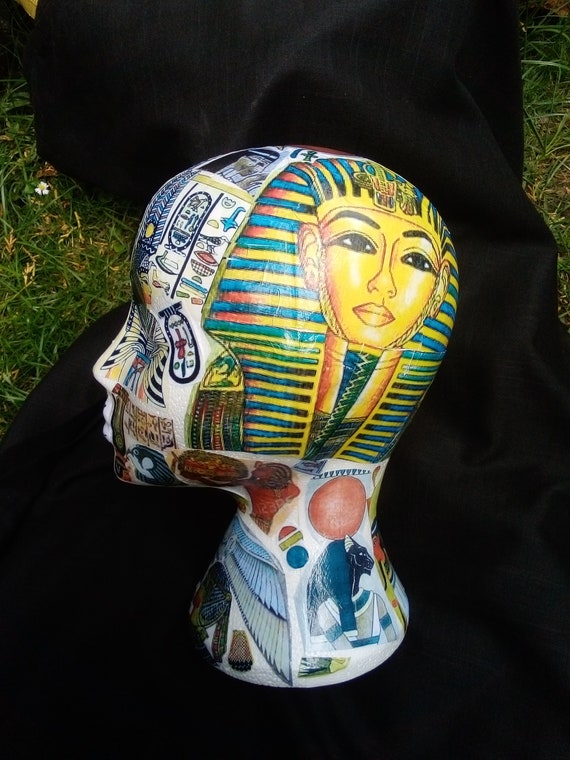 Decoupage Female Mannequin Head Egypt Pharaoh King Tut Etsy
